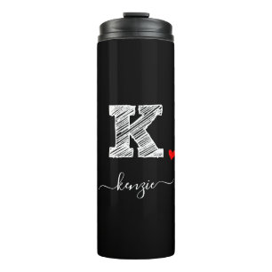 Retro Sketch Monogram Letter K, Thermal Tumbler