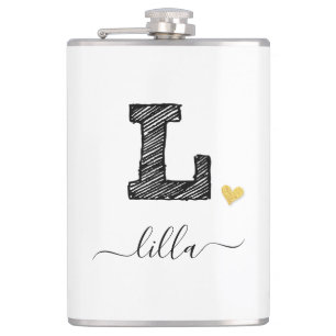 Retro Sketch Monogram Letter L, Flask