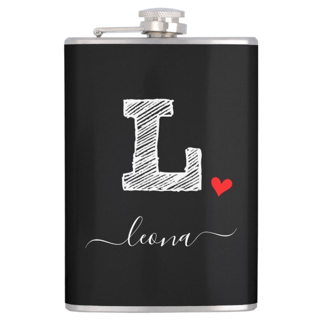 Retro Sketch Monogram Letter L, Flask (Front)