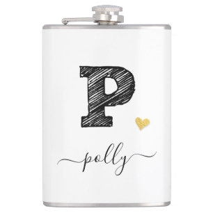 Retro Sketch Monogram Letter P, Flask