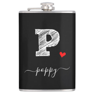 Retro Sketch Monogram Letter P, Flask