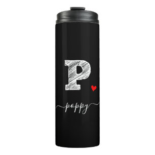 Retro Sketch Monogram Letter P, Thermal Tumbler