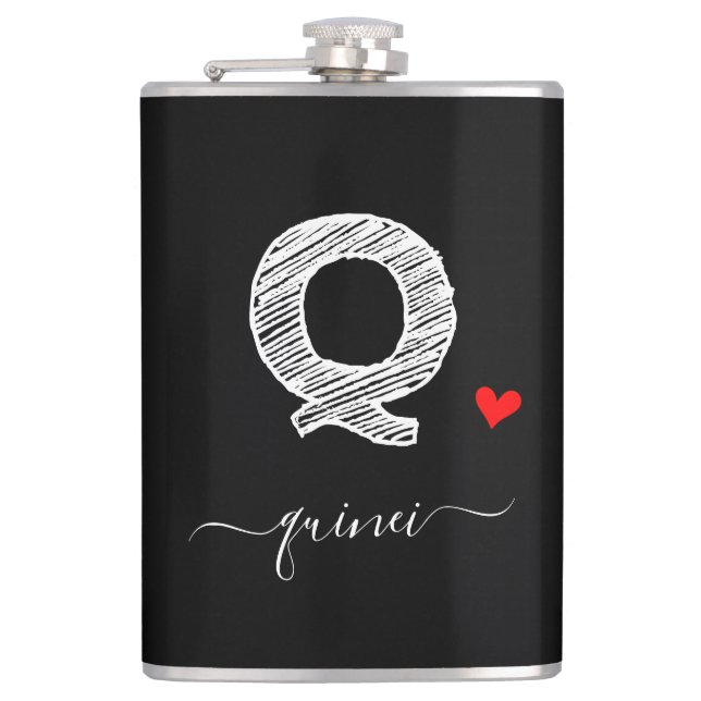 Retro Sketch Monogram Letter Q, Flask (Front)