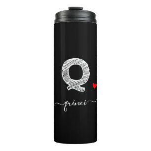 Retro Sketch Monogram Letter Q, Thermal Tumbler