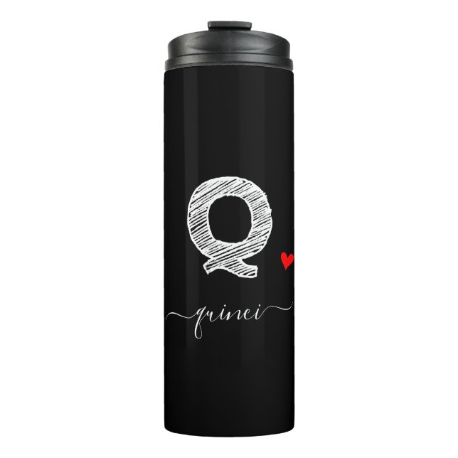Retro Sketch Monogram Letter Q, Thermal Tumbler (Front)