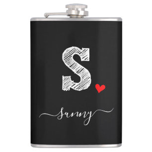 Retro Sketch Monogram Letter S, Flask