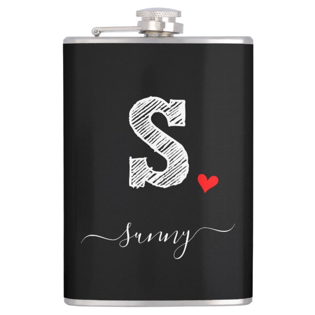 Retro Sketch Monogram Letter S, Flask (Front)