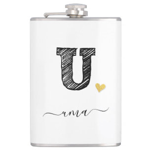 Retro Sketch Monogram Letter U, Flask