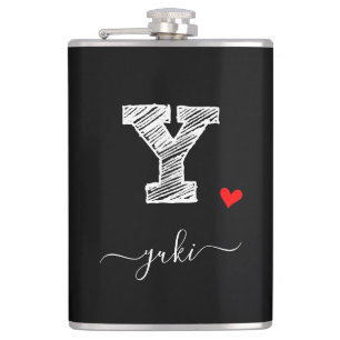 Retro Sketch Monogram Letter Y, Flask