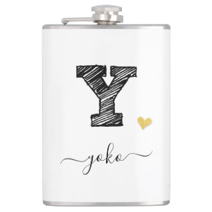 Retro Sketch Monogram Letter Y, Flask