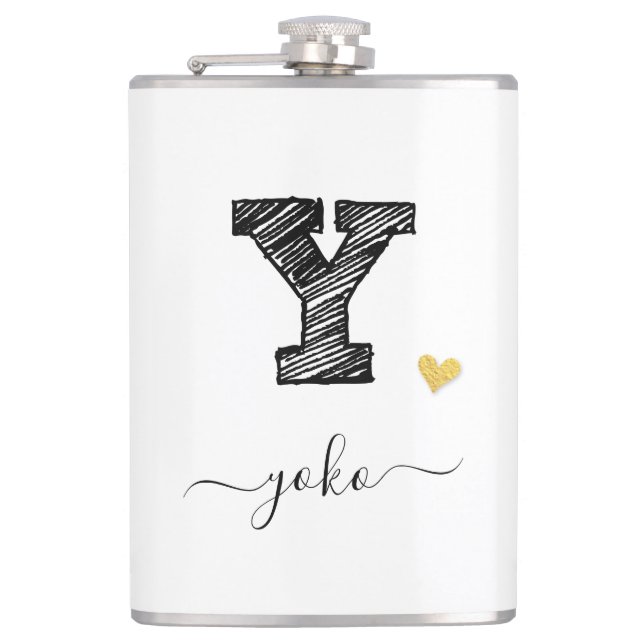 Retro Sketch Monogram Letter Y, Flask (Front)