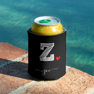 Retro Sketch Monogram Letter Z, Can Cooler