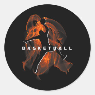 Retro Sketll Player Lover Sports Team Boys Girls K Classic Round Sticker