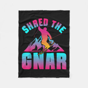 Retro Ski 90s 80s Skiing Outfit Shred The Gnar Ski Fleece Blanket