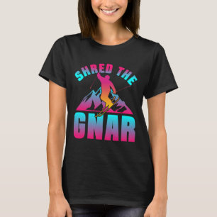Retro Ski 90s 80s Skiing Outfit Shred The Gnar Ski T-Shirt