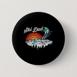 Retro Ski Dad Vintage Skiing Graphic  6 Cm Round Badge