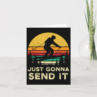 Retro Ski Gifts Gonna Send It Meme Funny Skier Gif Card