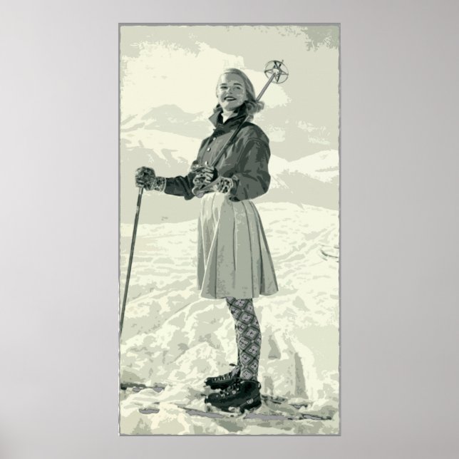 RETRO SKI GIRL SPORT POSTER (Front)