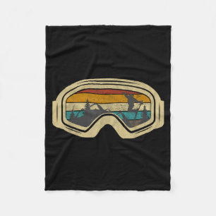 Retro ski goggles mountain snow winter vacation fleece blanket