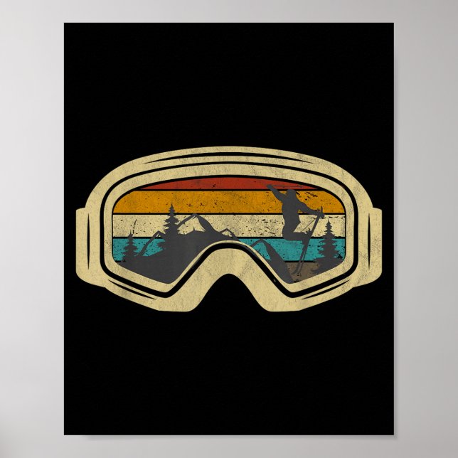 Retro ski goggles mountain snow winter vacation poster (Front)