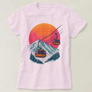 Retro Ski Gondola Sunset - 80s Style Ski Lift  T-Shirt