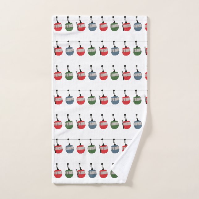 Retro Ski Lift Illustration Hand Towel (Hand Towel)