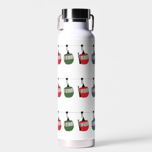 Retro Ski Lift Skiing Illustration Water Bottle