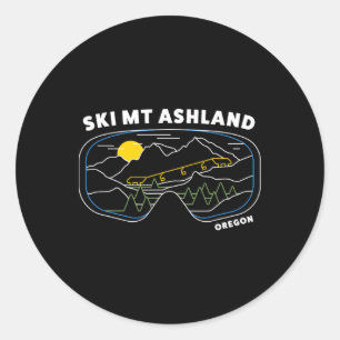 Retro Ski Mt Ashland Oregon Ski Resort, Us Ski Res Classic Round Sticker