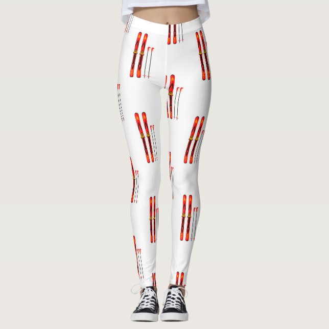 Retro Ski Pattern  Leggings (Front)