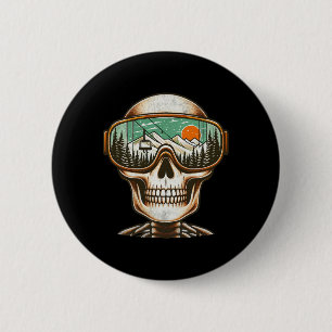 Retro Ski Skeleton Goggles Mountain Snow Skiing Wi 6 Cm Round Badge