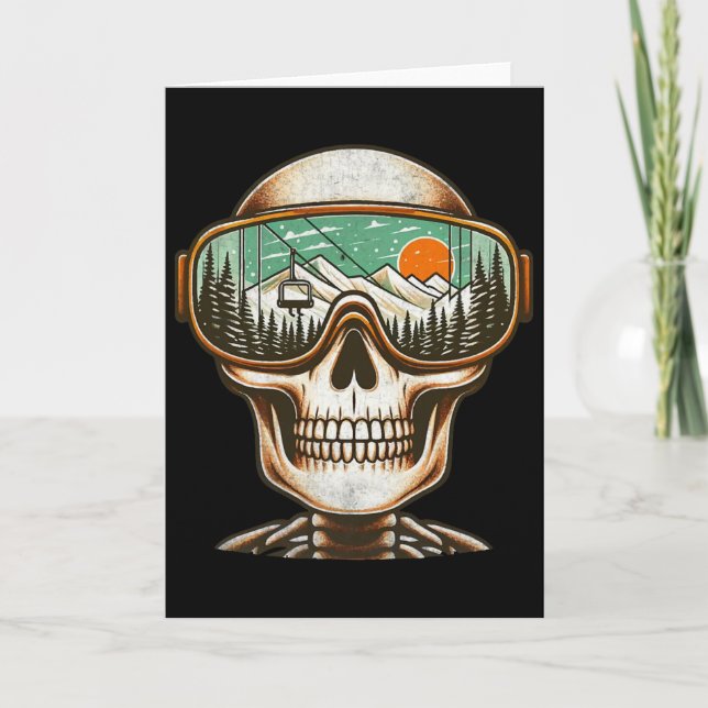 Retro Ski Skeleton Goggles Mountain Snow Skiing Wi Card (Front)