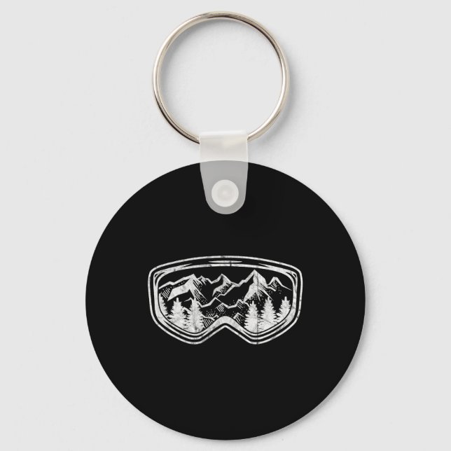 Retro Ski Snowboard Goggles Gift Skiing Snow Winte Key Ring (Front)