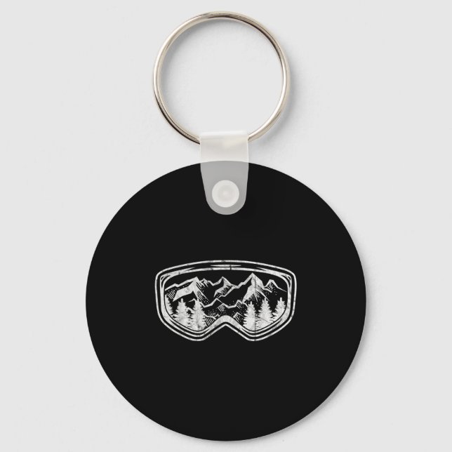 Retro Ski Snowboard Goggles Gift Skiing Snow Winte Key Ring (Front)