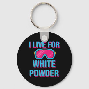 Retro Ski Snowboard Goggles I Live For White Powde Key Ring