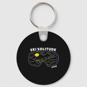 Retro Ski Solitude Utah Ski Resort - Us Ski Resort Key Ring