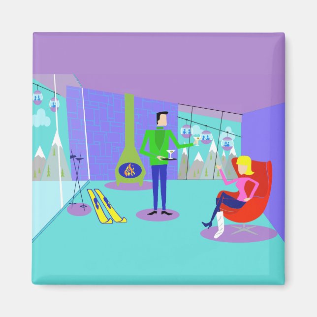 Retro Ski Vacation Magnet (Front)