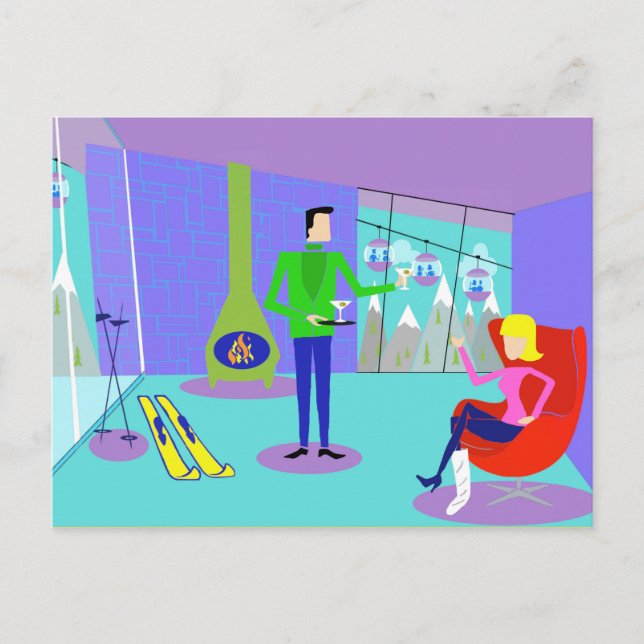 Retro Ski Vacation Postcard (Front)