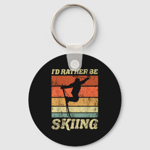 Retro Ski Vacation Winter Sports Skiers Id Rather Key Ring