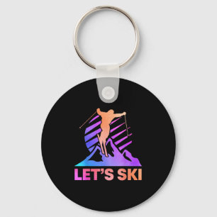 Retro Ski Vintage 80s 90s Skiing Outfit  Key Ring