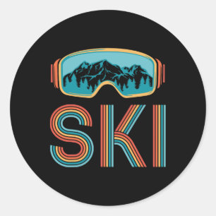 Retro Ski Vintage 80s 90s Winter Sport Skiing Men  Classic Round Sticker