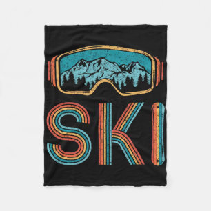 Retro Ski Vintage 80s 90s Winter Sport Skiing Men Fleece Blanket