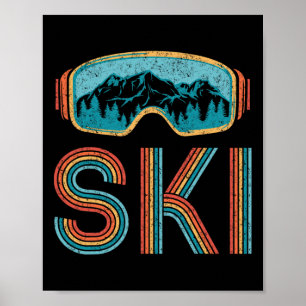 Retro Ski Vintage 80s 90s Winter Sport Skiing Men Poster