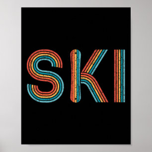 Retro Ski Vintage 80s 90s Winter Sport Skiing Men Poster