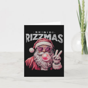 Retro Skibidi Rizzmas Christmas Rizz Santa Bubbleg Card