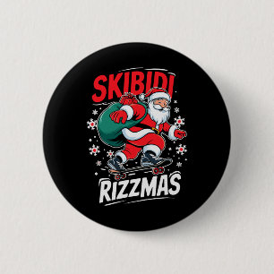 Retro Skibidi Rizzmas Funny Santa Clause Skating B 6 Cm Round Badge