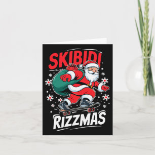 Retro Skibidi Rizzmas Funny Santa Clause Skating B Card