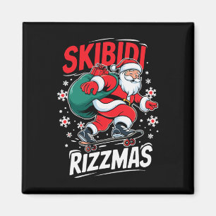 Retro Skibidi Rizzmas Funny Santa Clause Skating B Magnet