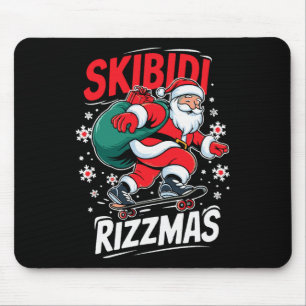 Retro Skibidi Rizzmas Funny Santa Clause Skating B Mouse Pad