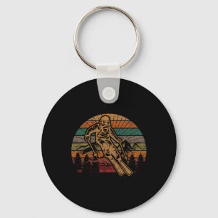 Retro Skier Silhouette Sunset Skiing Winter Sport Key Ring