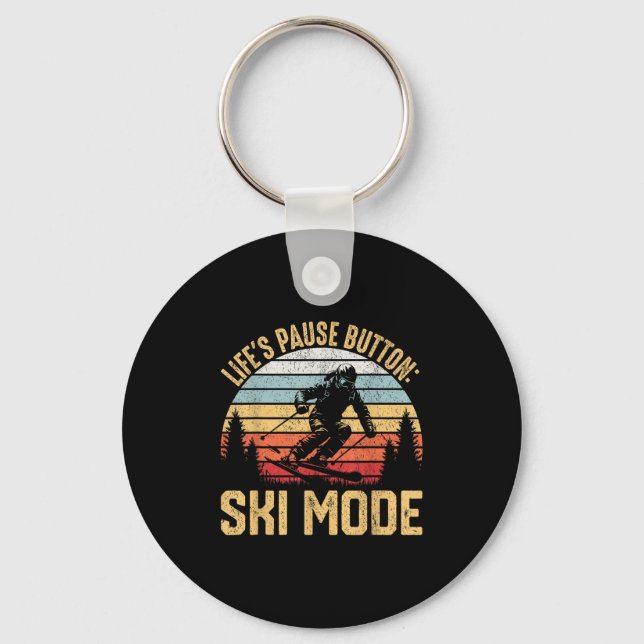 Retro Skiing Adventure Ski Enthusiasts  Key Ring (Front)